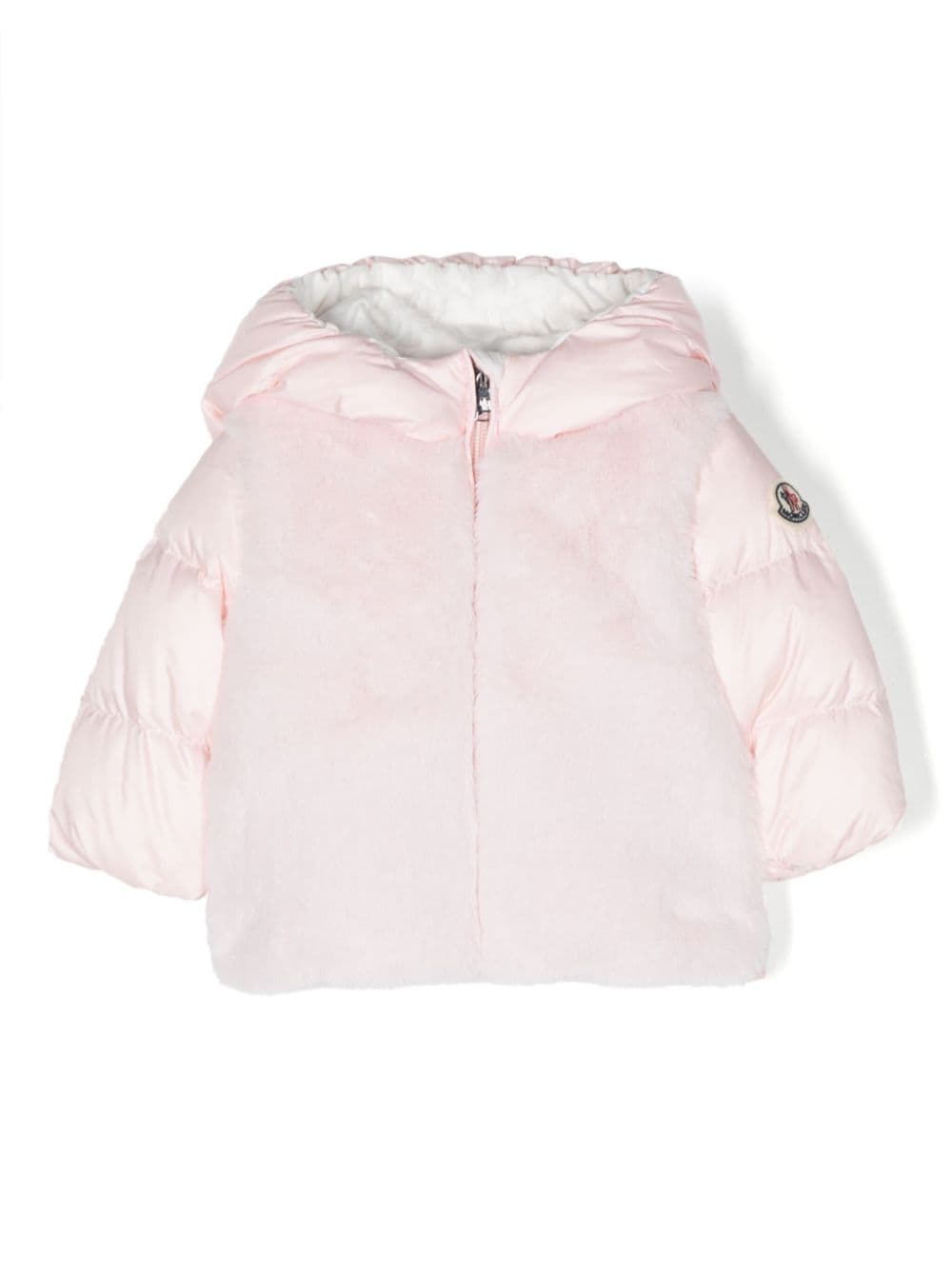 Moncler Enfant logo-patch panelled padded jacket - Pink von Moncler Enfant