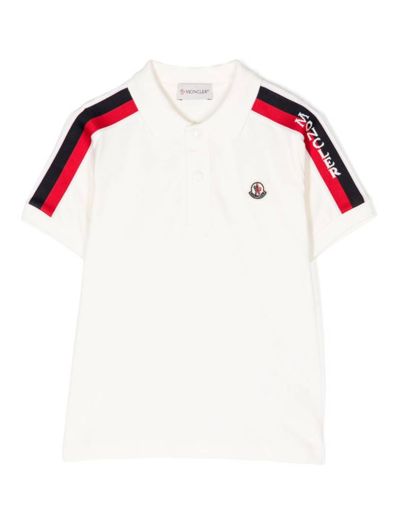 Moncler Enfant logo-patch piqué polo shirt - White von Moncler Enfant