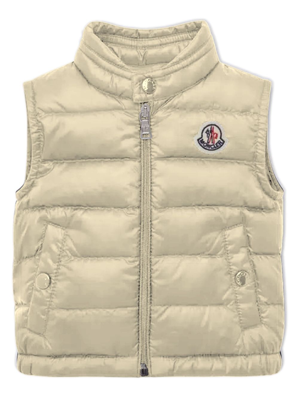 Moncler Enfant logo-patch puffer gilet - Neutrals von Moncler Enfant