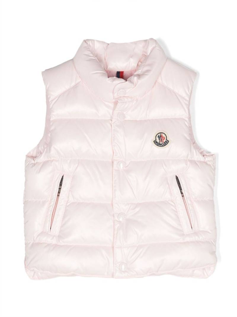 Moncler Enfant logo-patch quilted gilet - Pink von Moncler Enfant