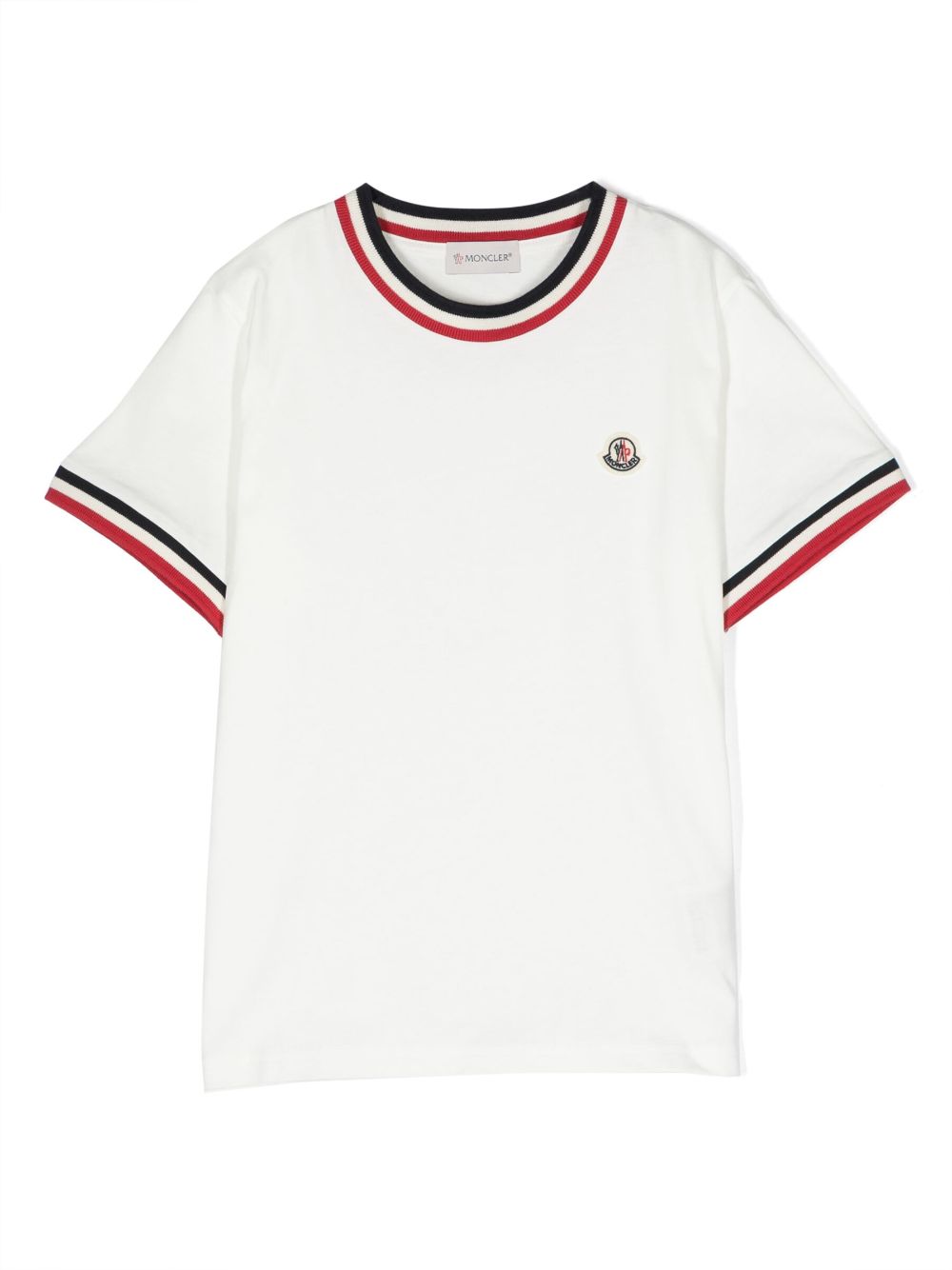 Moncler Enfant logo-patch stripe-detail T-shirt - White von Moncler Enfant