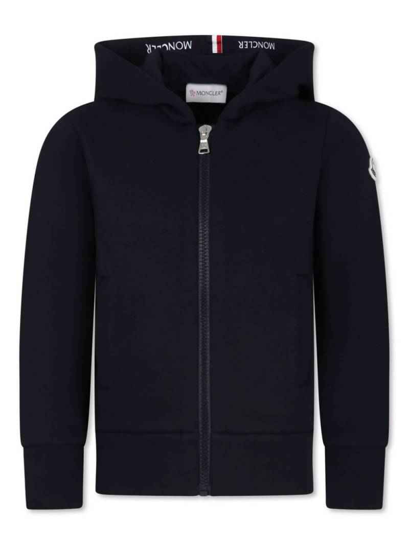 Moncler Enfant logo-patch zip-fastening hoodie - Blue von Moncler Enfant