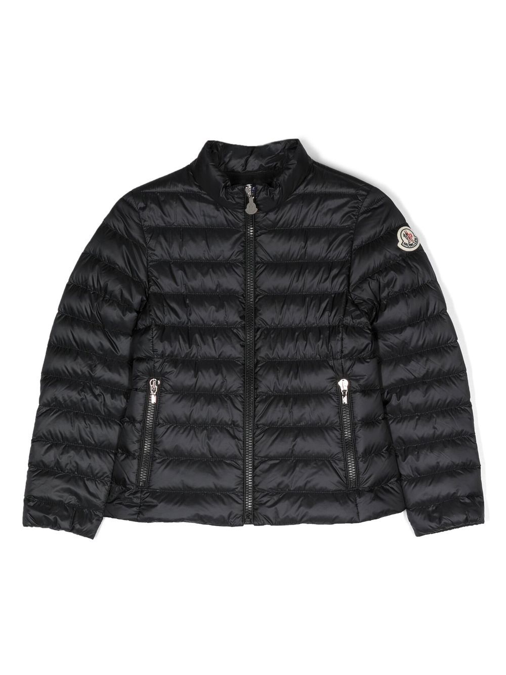 Moncler Enfant logo-patch zip-up padded jacket - Black von Moncler Enfant