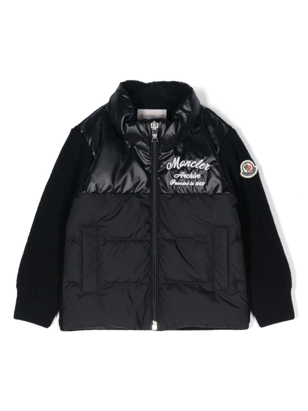 Moncler Enfant logo-patch zip-up padded jacket - Blue von Moncler Enfant