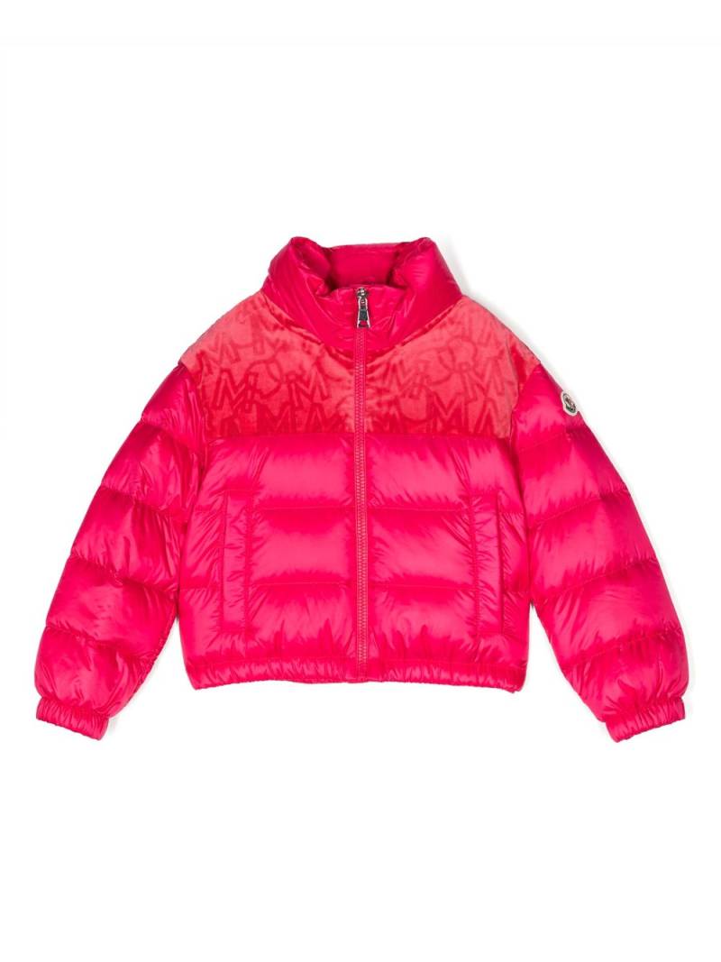 Moncler Enfant logo-patch zip-up padded jacket - Pink von Moncler Enfant