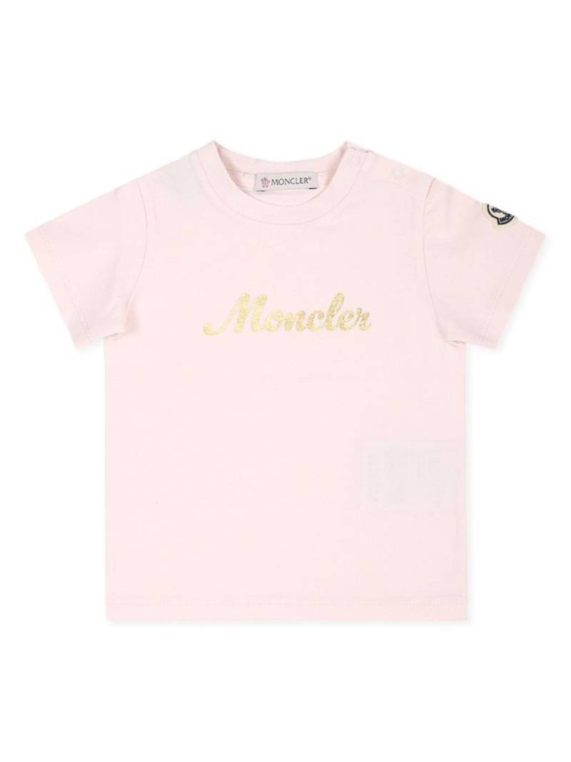 Moncler Enfant logo-print crew-neck T-shirt - Pink von Moncler Enfant