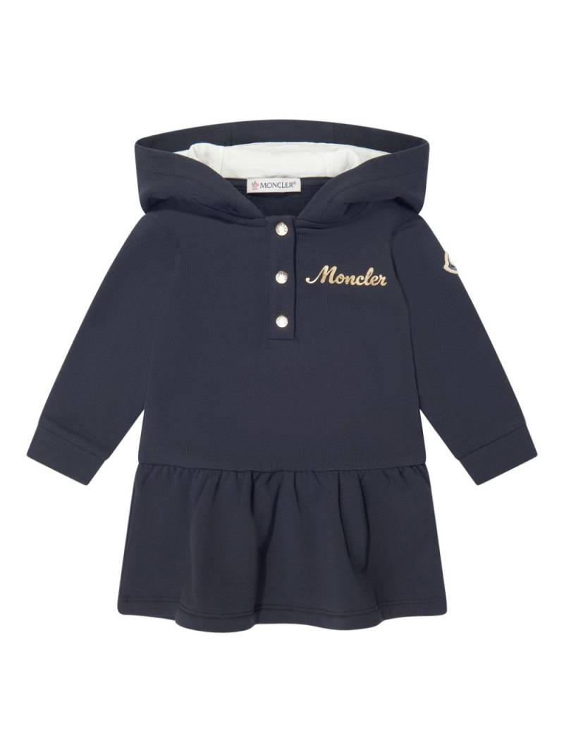 Moncler Enfant logo-print hooded dress - Blue von Moncler Enfant