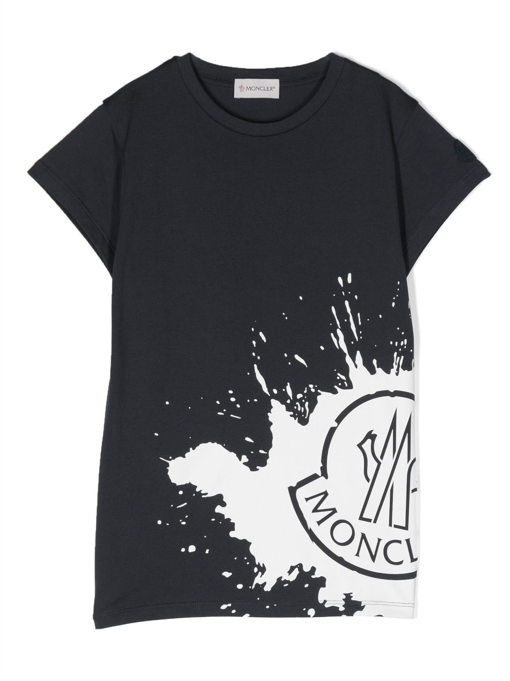 Moncler Enfant logo-print paint-splatter cotton T-shirt - Blue von Moncler Enfant