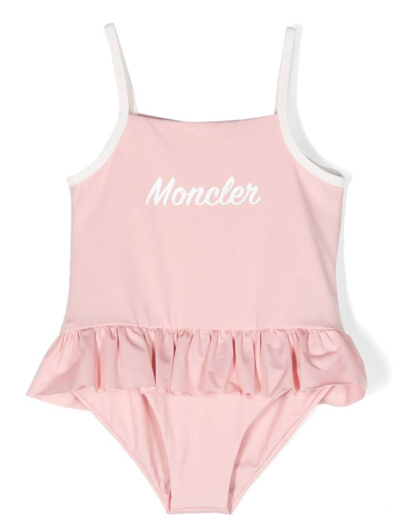 Moncler Enfant logo-print skirt swimsuit - Pink von Moncler Enfant