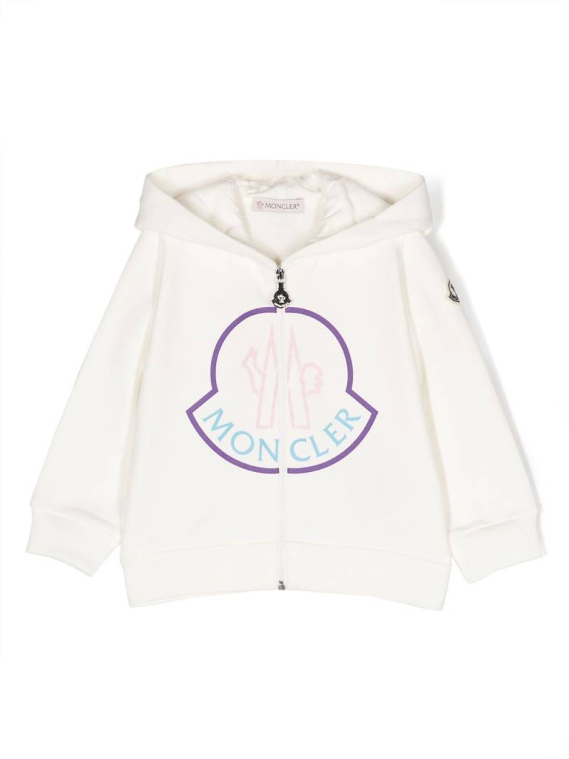 Moncler Enfant logo-print zip-up hoodie - White von Moncler Enfant