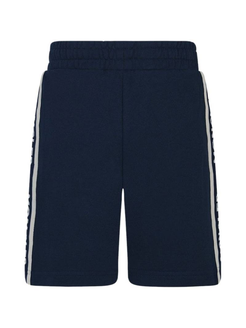 Moncler Enfant logo-tape fleece cotton shorts - Blue von Moncler Enfant