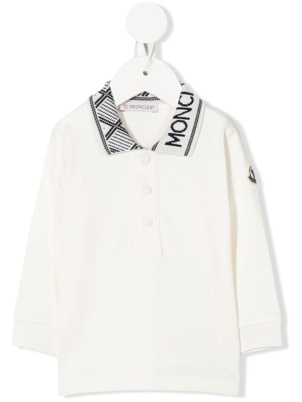 Moncler Enfant long-sleeve logo-patch polo shirt - White von Moncler Enfant