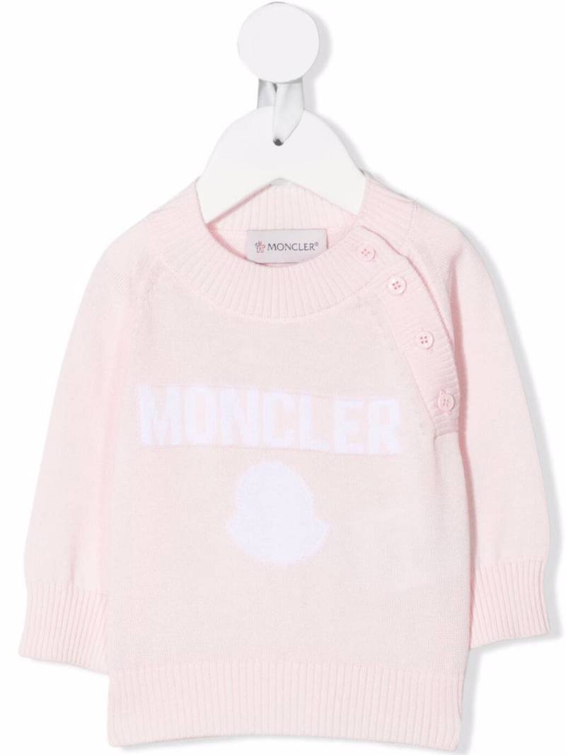 Moncler Enfant long-sleeved logo knit jumper - Pink von Moncler Enfant