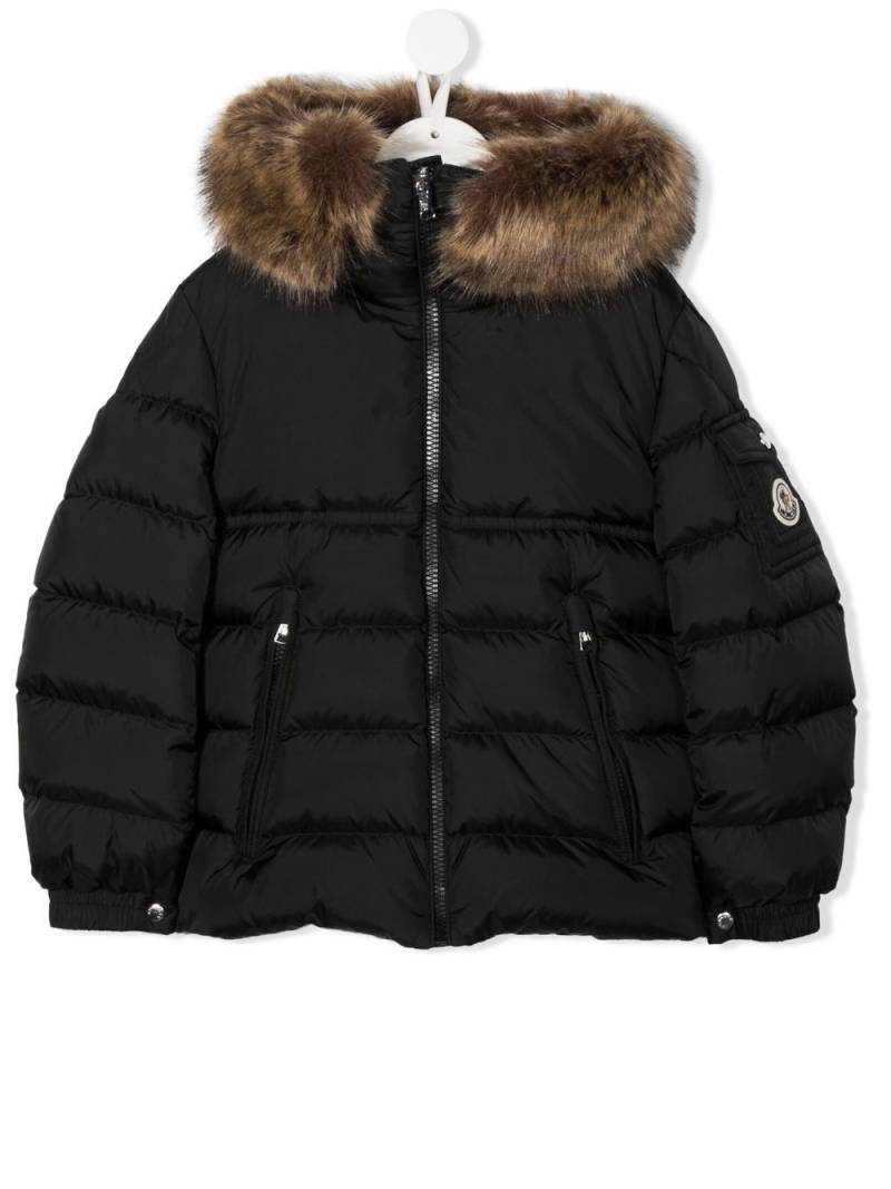 Moncler Enfant padded faux-fur hood jacket - Black von Moncler Enfant