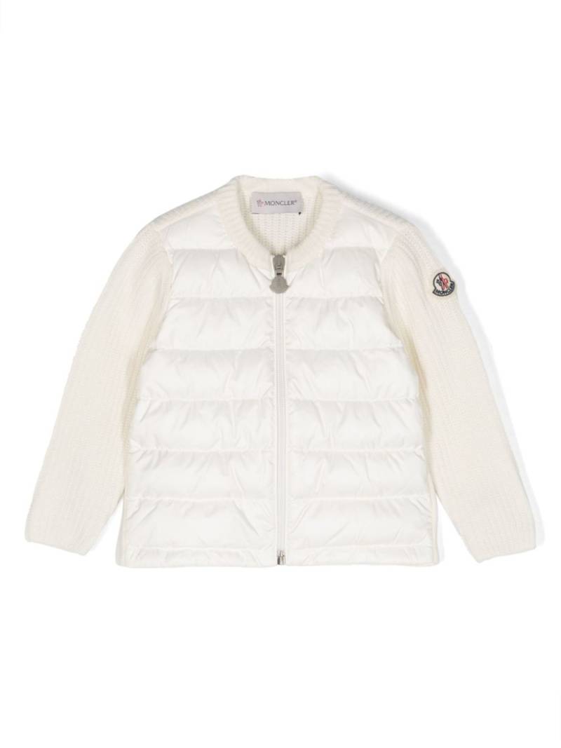 Moncler Enfant padded-panel wool cardigan - Neutrals von Moncler Enfant