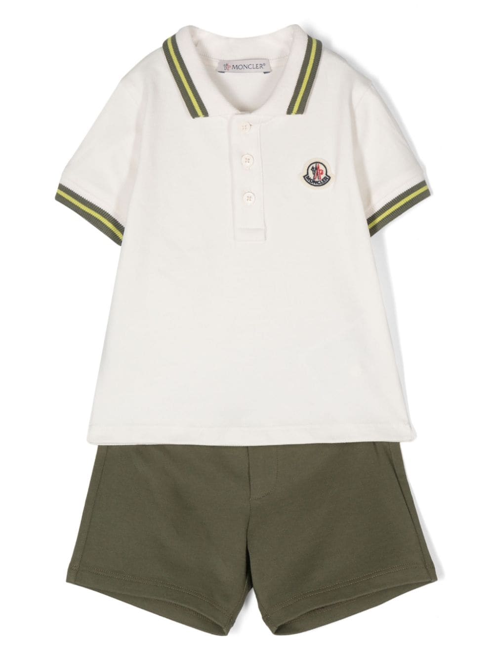 Moncler Enfant piqué-weave cotton-blend shorts set - Neutrals von Moncler Enfant