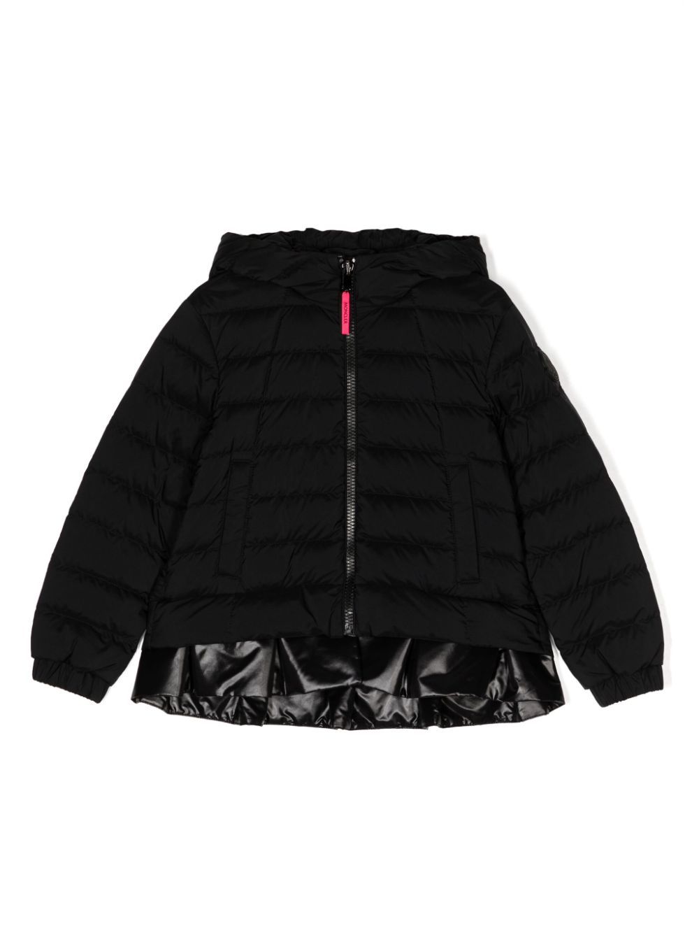 Moncler Enfant pleated-hem hooded padded jacket - Black von Moncler Enfant