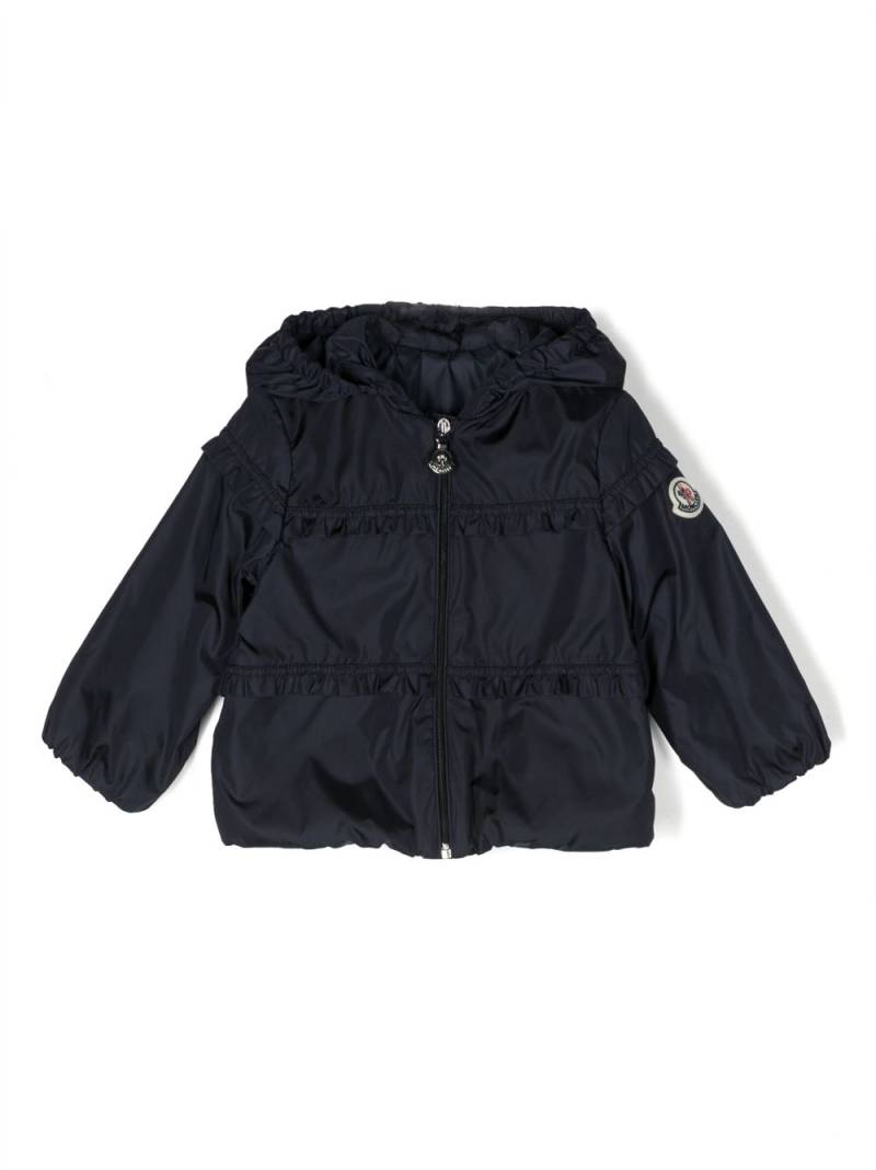 Moncler Enfant ruffle-detail hooded jacket - Blue von Moncler Enfant