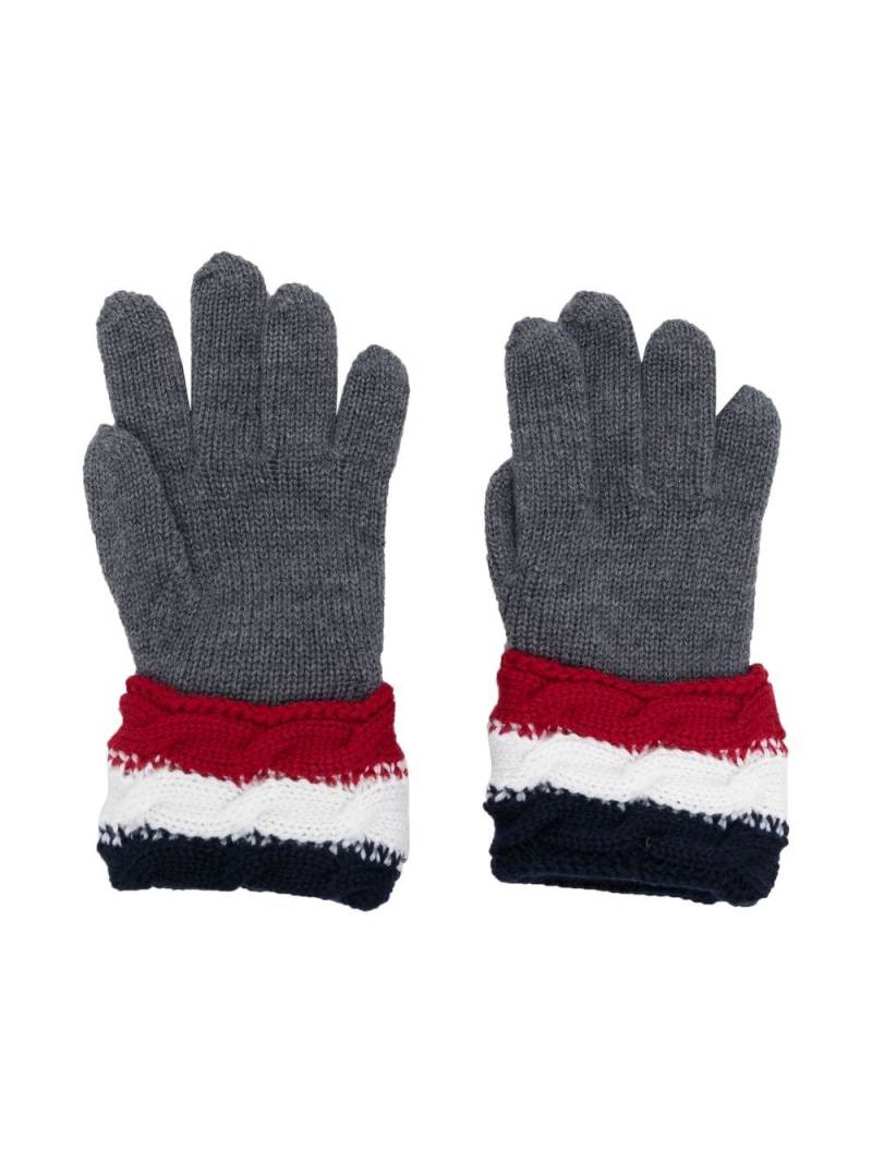 Moncler Enfant signature-stripe trim gloves - Grey von Moncler Enfant