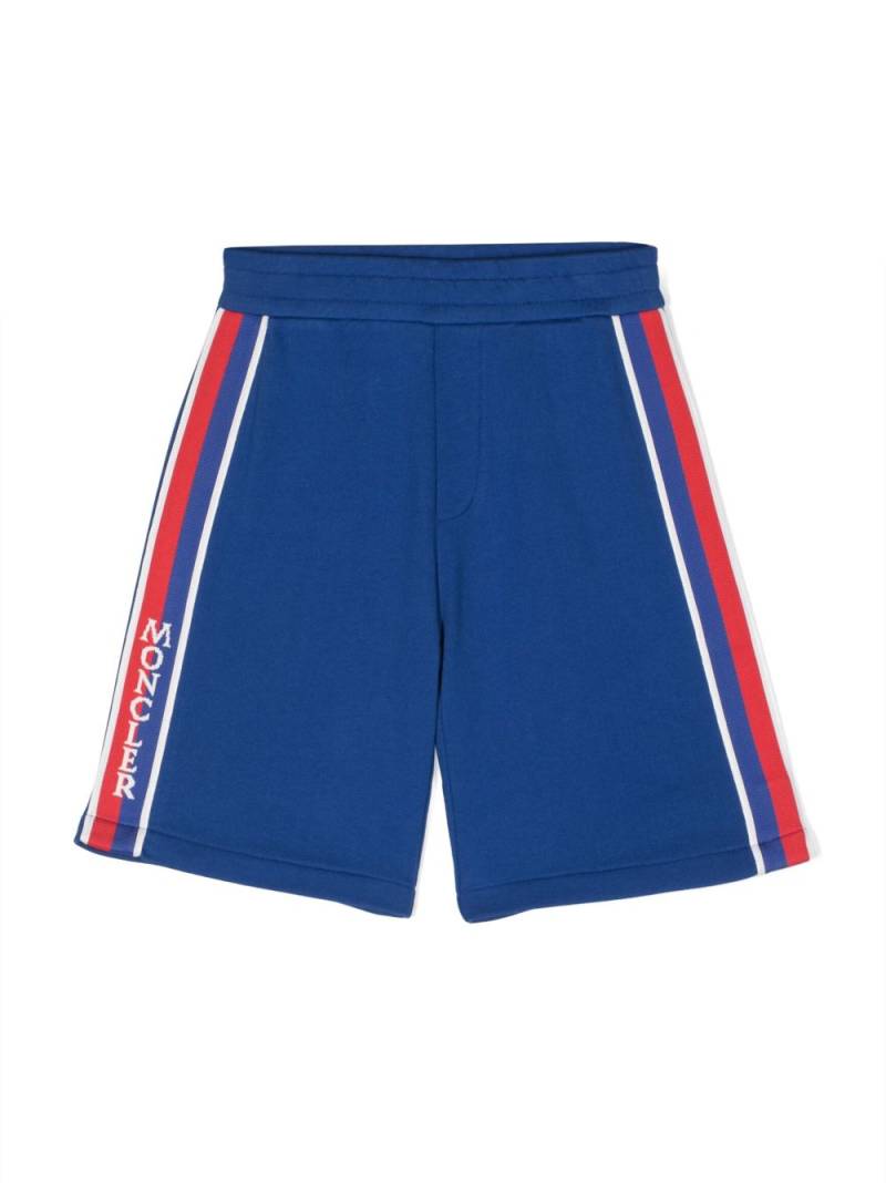 Moncler Enfant stripe-detail cotton shorts - Blue von Moncler Enfant