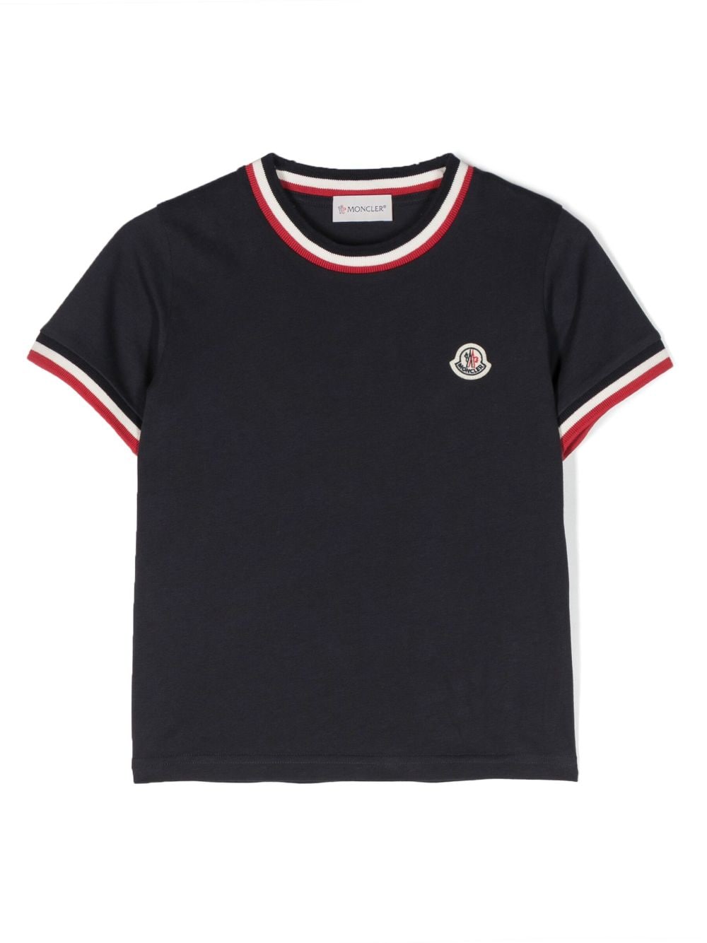 Moncler Enfant stripe-trim cotton T-shirt - Blue von Moncler Enfant