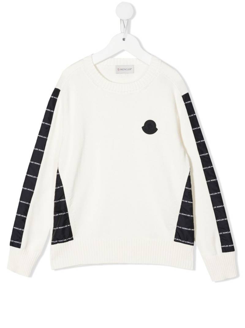 Moncler Enfant two-tone logo-print jumper - White von Moncler Enfant