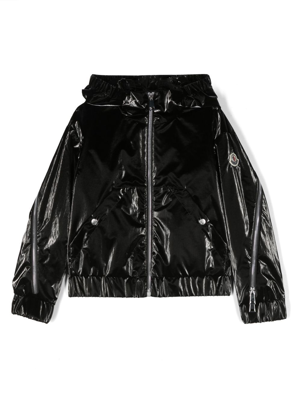 Moncler Enfant zip-detail logo-patch jacket - Black von Moncler Enfant