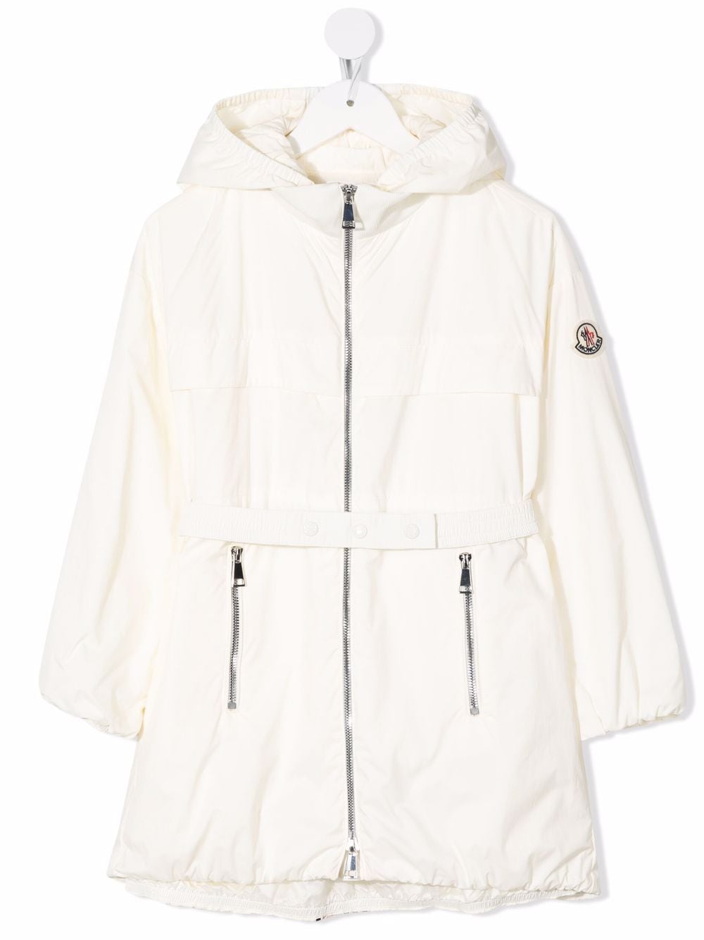 Moncler Enfant zip-up hooded coat - White