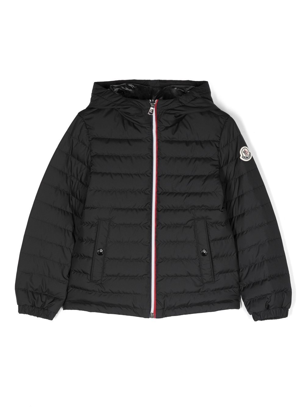 Moncler Enfant logo-patch goose-down jacket - Black von Moncler Enfant