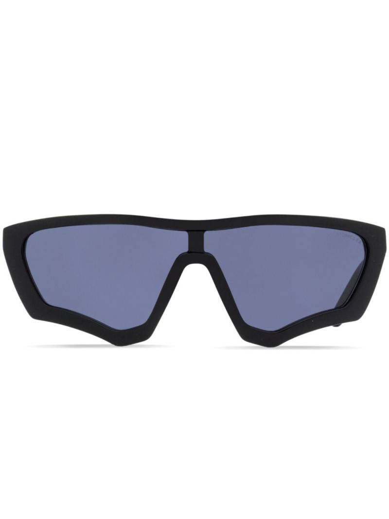 Moncler Eyewear Scalloped shield-frame sunglasses - Black von Moncler Eyewear