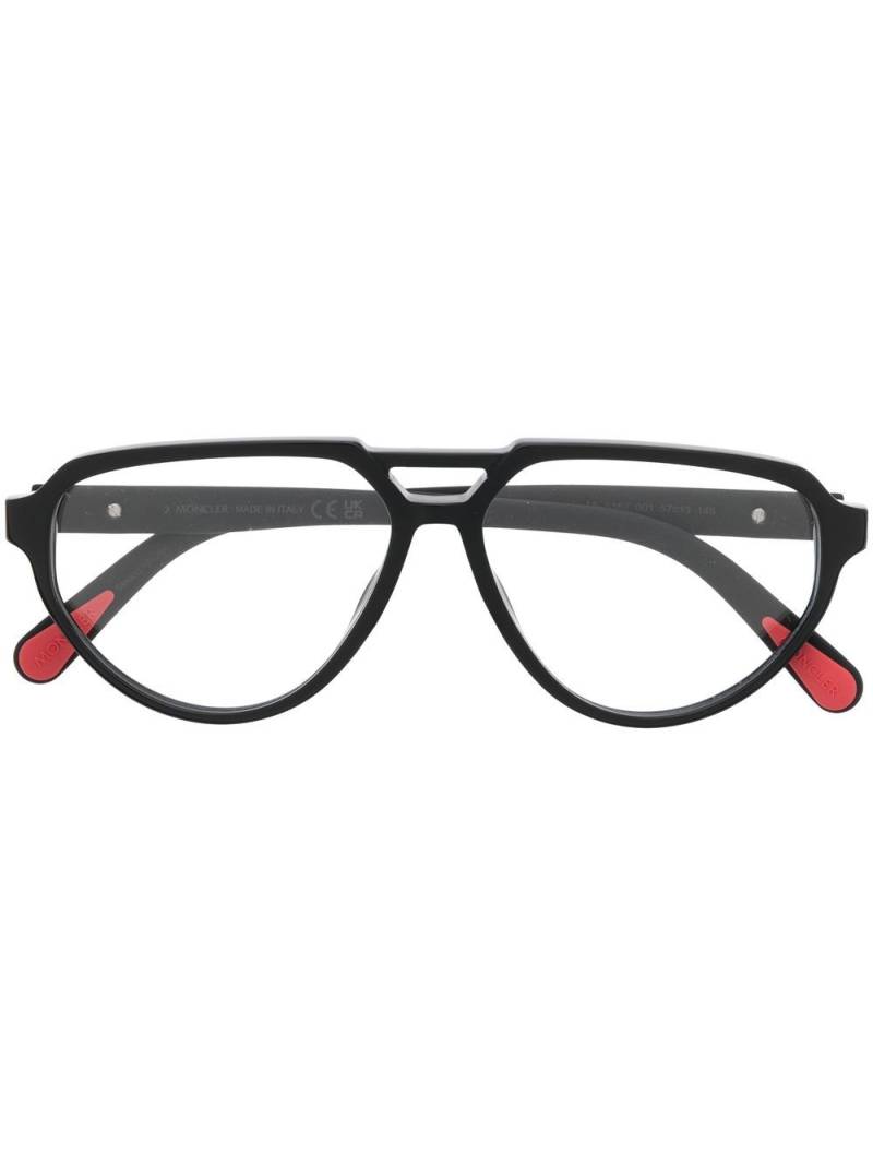 Moncler Eyewear logo-plaque pilot-frame glasses - Black von Moncler Eyewear