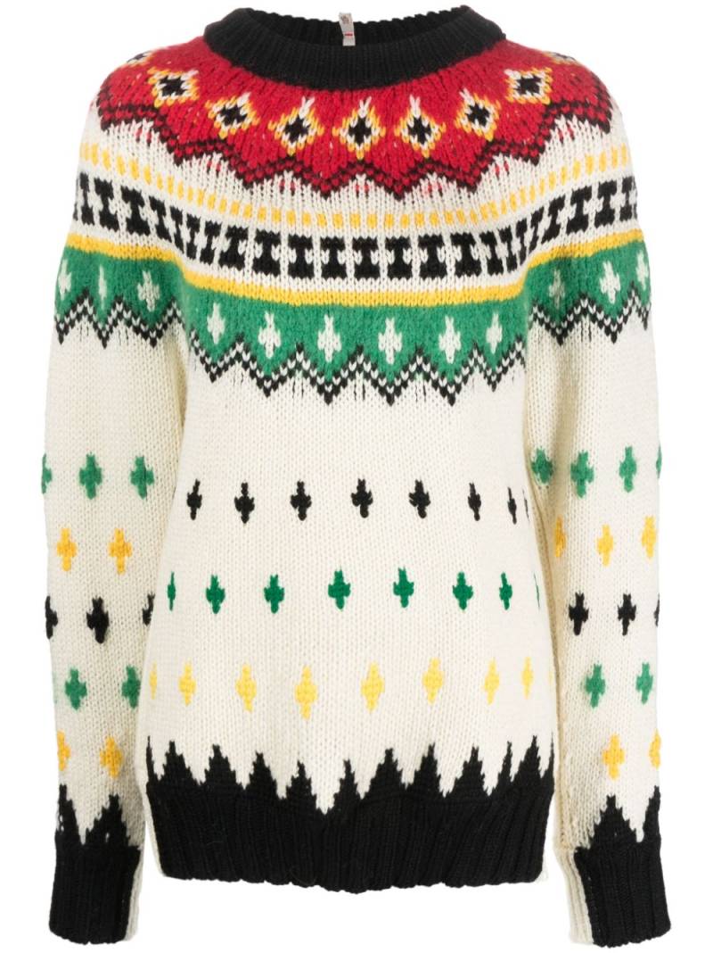 Moncler Grenoble fair isle-knit crew-neck jumper - White von Moncler Grenoble