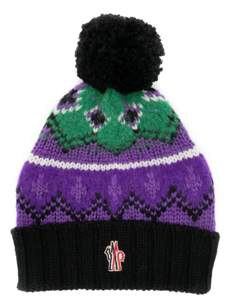 Moncler Grenoble intarsia-knit pompom-detail beanie - Purple von Moncler Grenoble