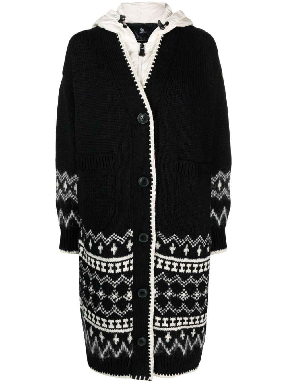 Moncler Grenoble layered fair-isle cardi-coat - Black von Moncler Grenoble