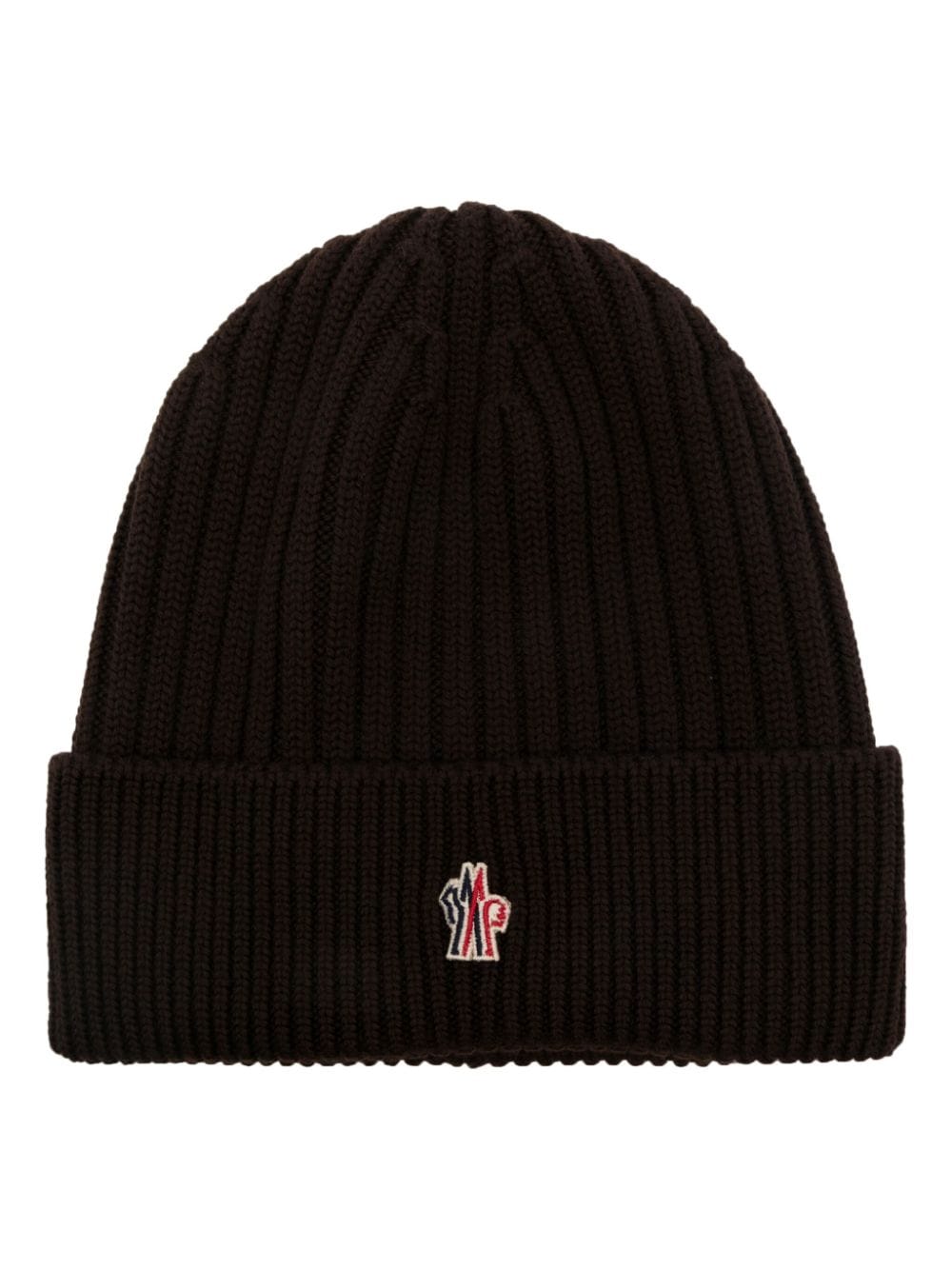 Moncler Grenoble logo-appliqué beanie - Brown von Moncler Grenoble