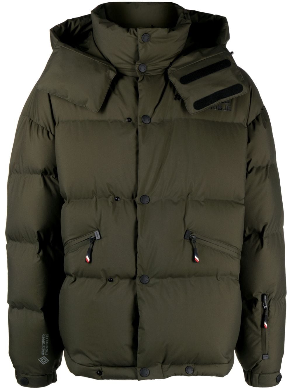 Moncler Grenoble logo-appliqué padded hooded jacket - Green von Moncler Grenoble