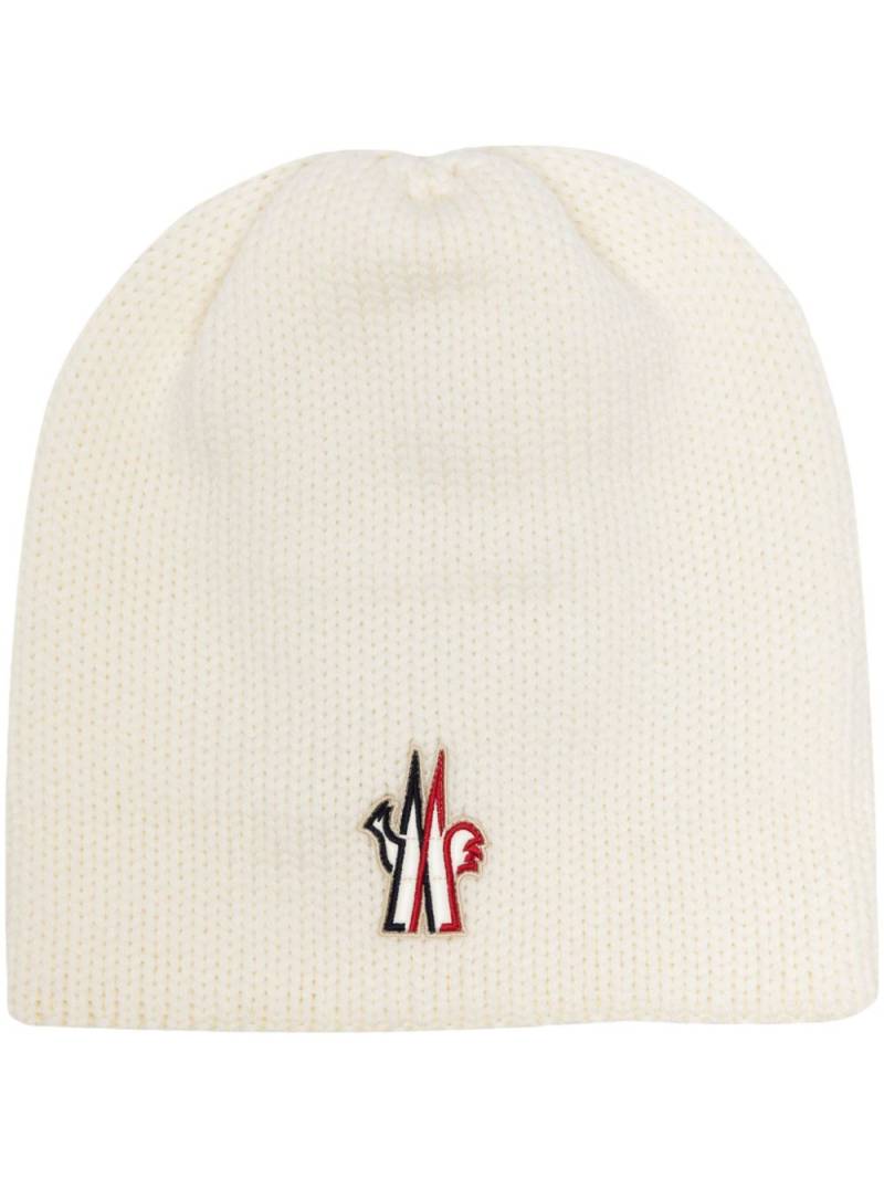 Moncler Grenoble logo-appliqué wool beanie - White von Moncler Grenoble