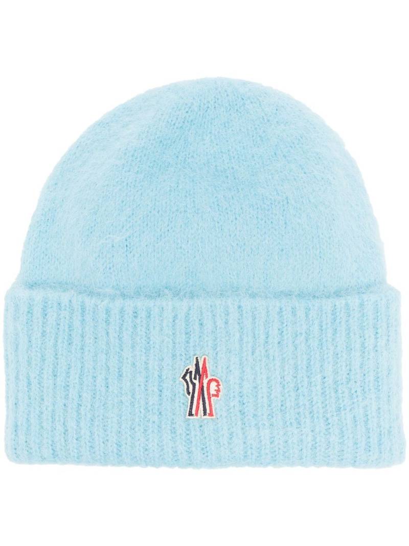 Moncler Grenoble logo-appliqué wool-blend beanie - Blue von Moncler Grenoble