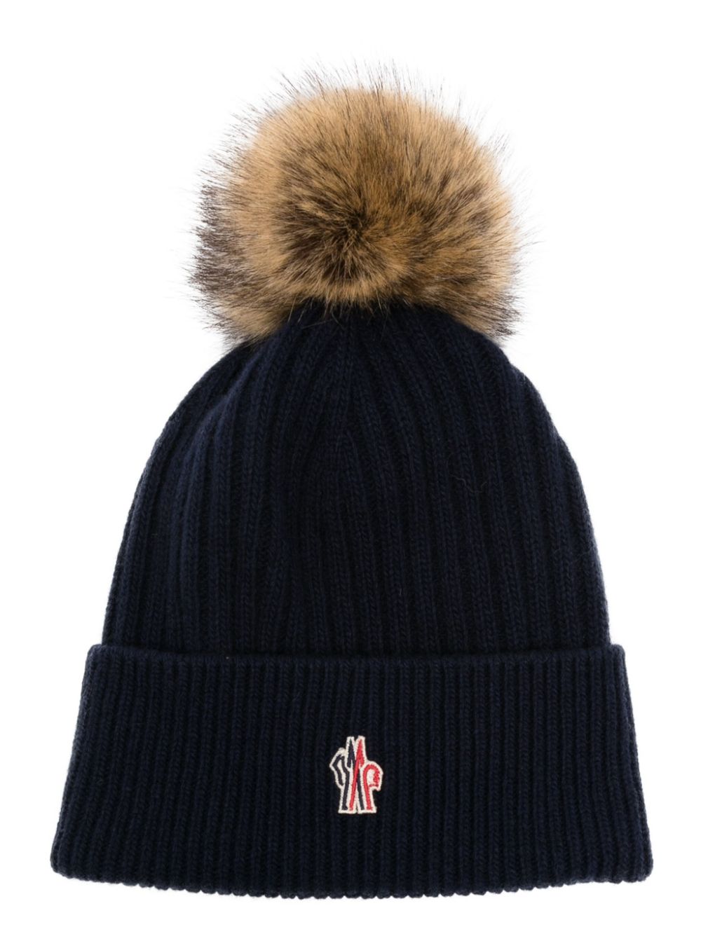 Moncler Grenoble logo-embroidered pompom cashmere beanie - Blue von Moncler Grenoble