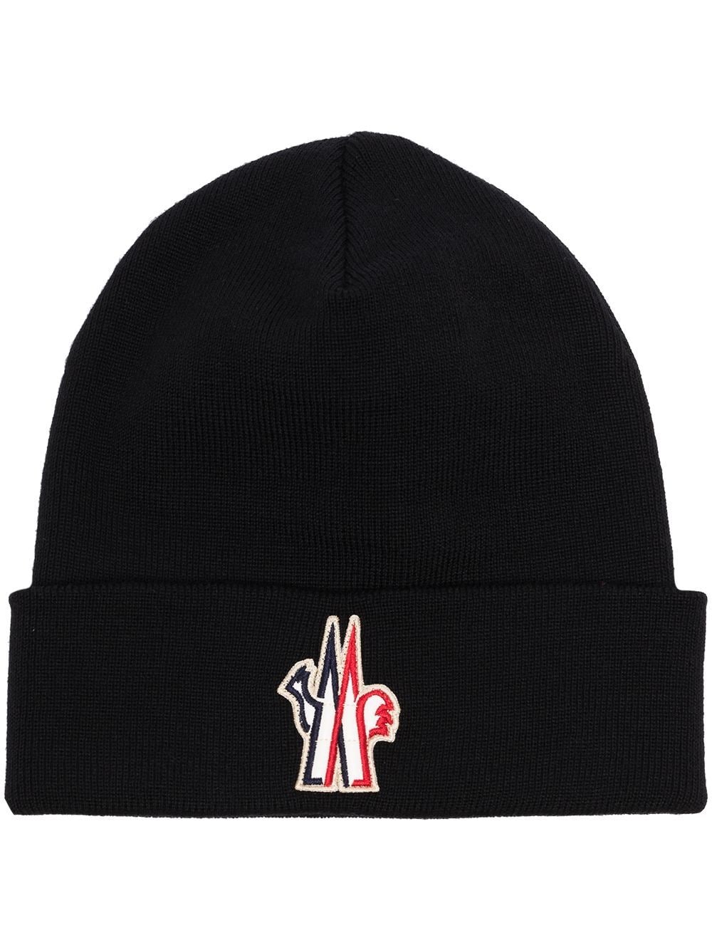 Moncler Grenoble logo-patch beanie hat - Black von Moncler Grenoble