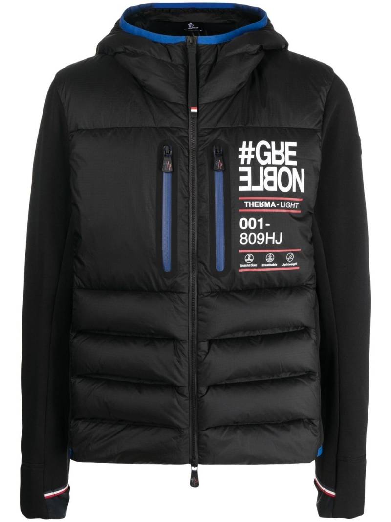 Moncler Grenoble logo print quilted hooded jacket - Black von Moncler Grenoble