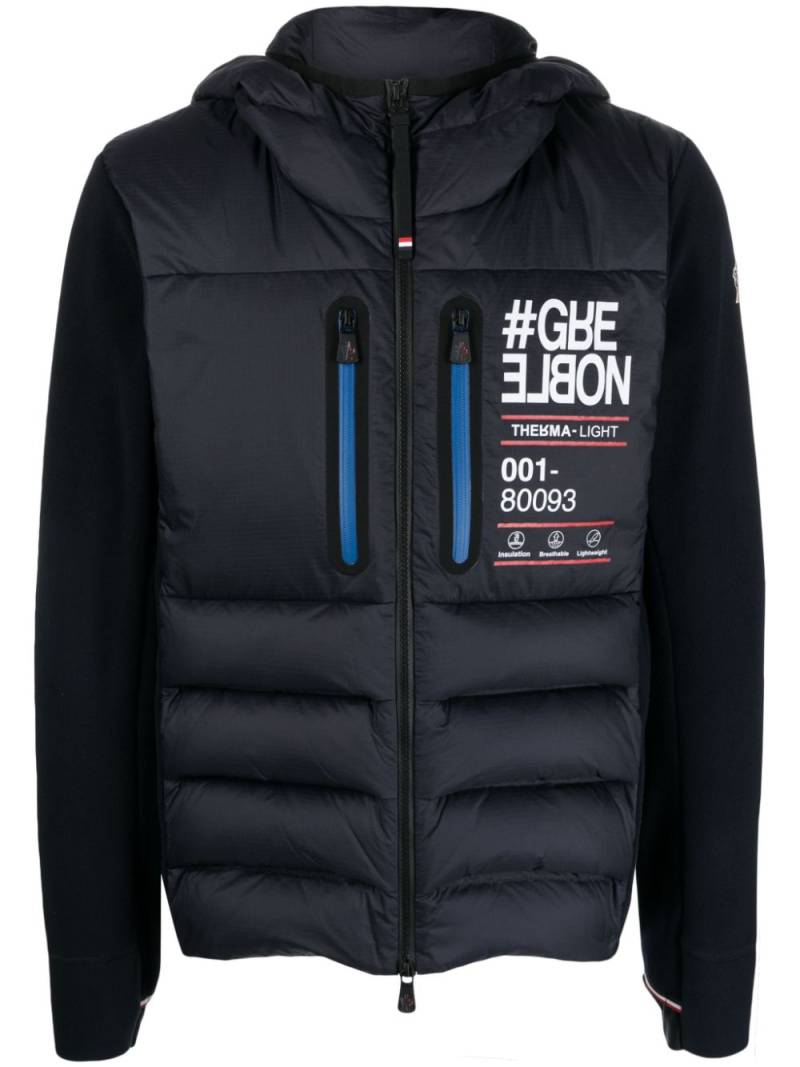 Moncler Grenoble logo-print quilted hooded jacket - Blue von Moncler Grenoble