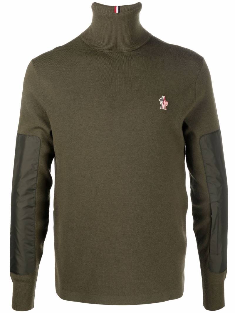 Moncler Grenoble panelled logo-patch knitted jumper - Green von Moncler Grenoble