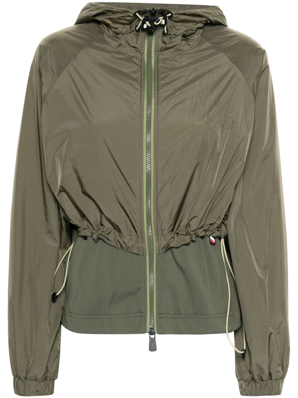 Moncler Grenoble perforated-logo layered hooded jacket - Green von Moncler Grenoble