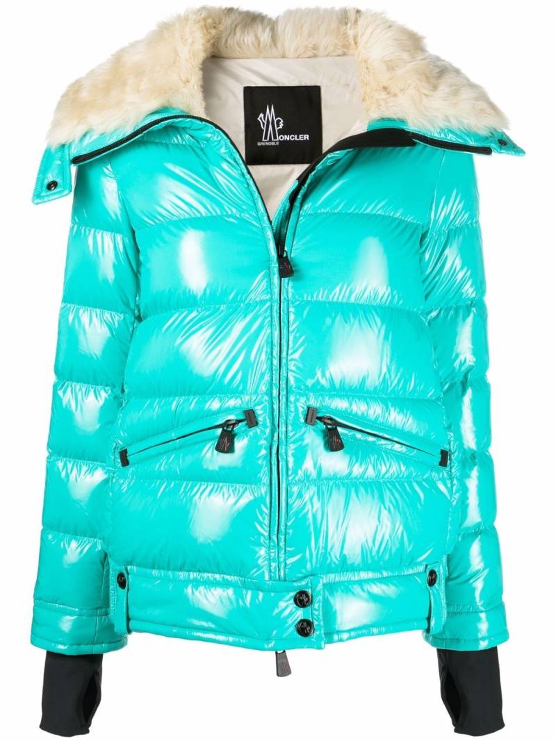 Moncler Grenoble shearling-collar padded short jacket - Blue von Moncler Grenoble