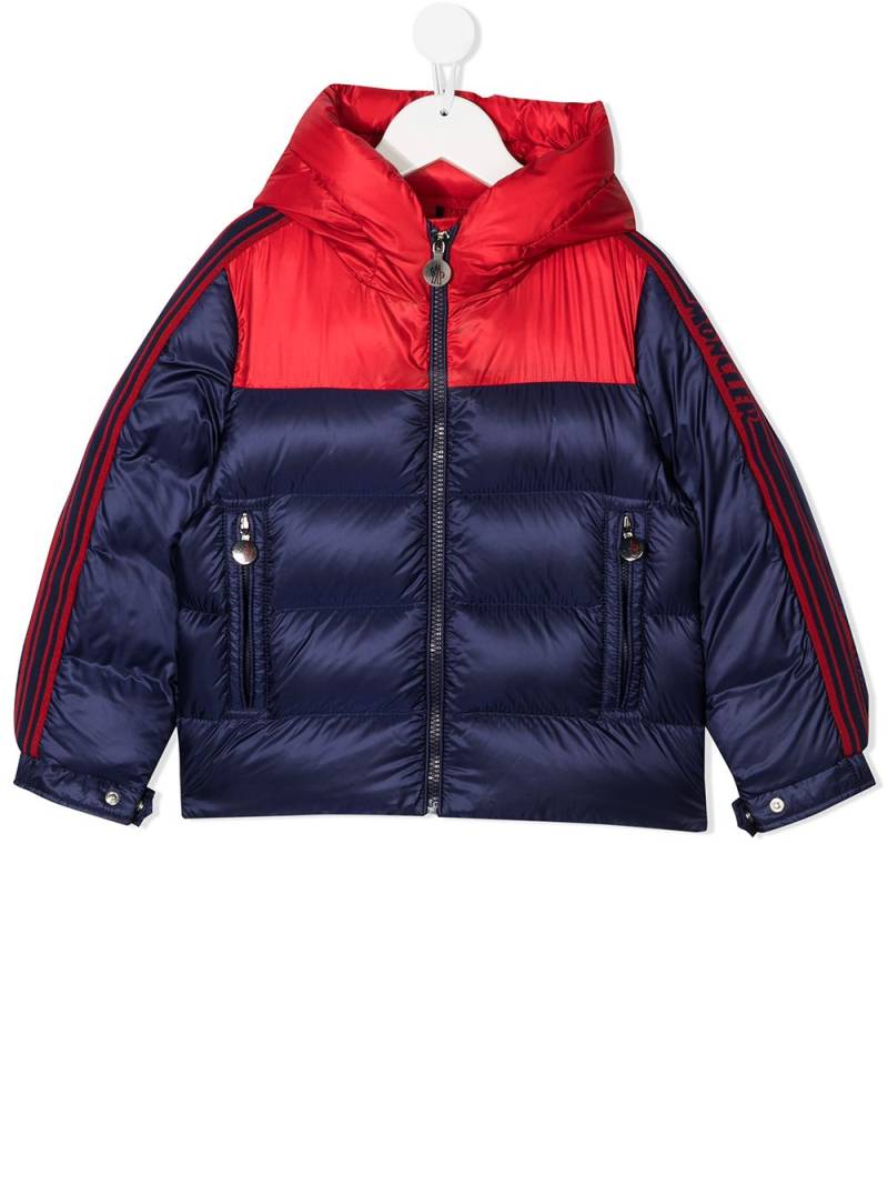 Moncler Enfant hooded block color puffer jacket - Blue von Moncler Enfant