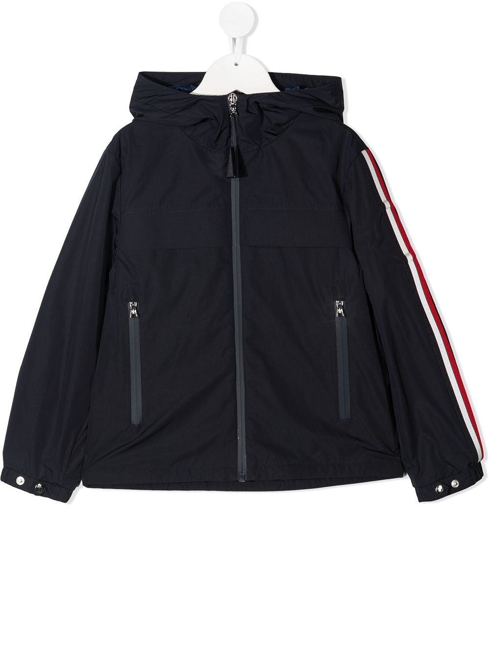 Moncler Enfant striped hooded jacket - Blue von Moncler Enfant