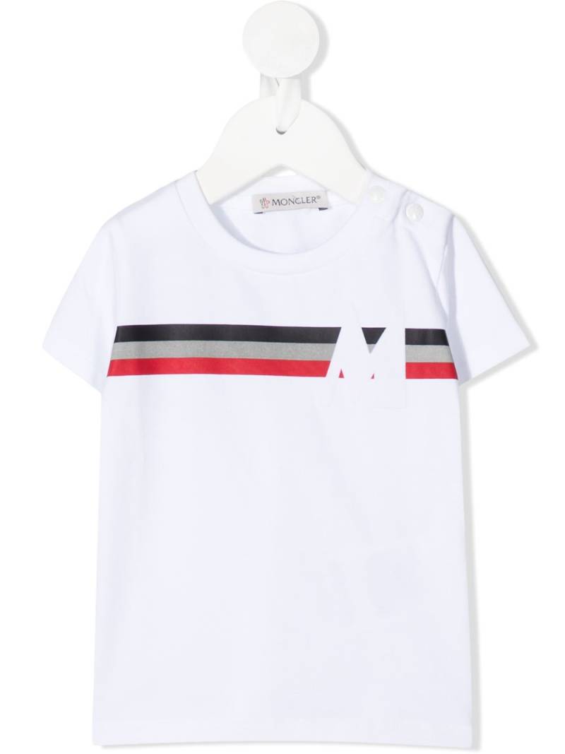 Moncler Enfant tri-colour strip logo T-shirt - White von Moncler Enfant