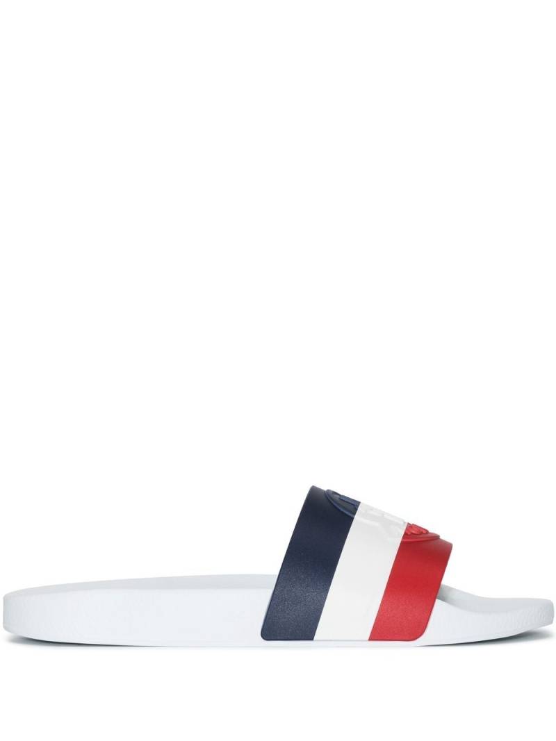 Moncler Basile stripe flat slides - White von Moncler