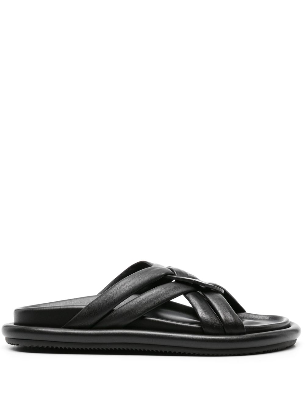 Moncler Bell crossover-strap leather slides - Black von Moncler